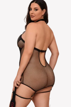 Wetlook Strapskleid schwarz Plus Size
