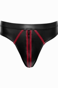 Wetlook-String schwarz rot